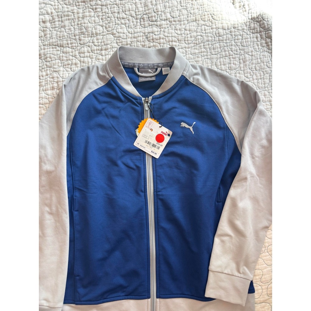 Puma Boys Blue Grey Full Zip Track Jacket Size Medium 10/12 - Picture 2 of 5